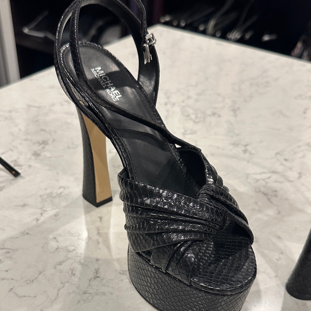 Michael Kors Black Textured Heels - Picture 5 of 7